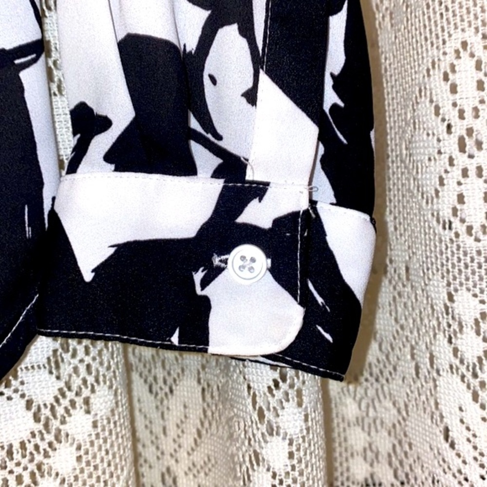 Loft Blouse | Size S | Long Sleeve Button Down w/ Leaf Print - Picture 3 of 6
